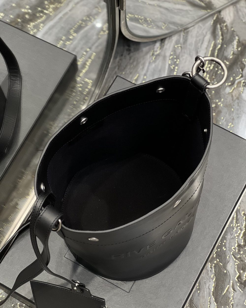 [REP 1:1] Saint Laurent Rive Gauche Bucket Bag Black For Women, Women's Bags 11.4in/29cm YSL