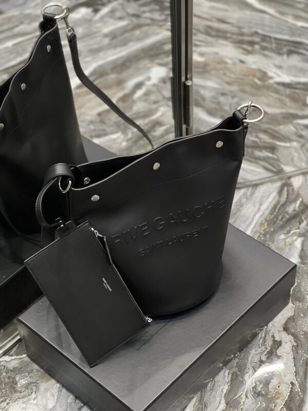 [REP 1:1] Saint Laurent Rive Gauche Bucket Bag Black For Women, Women's Bags 11.4in/29cm YSL