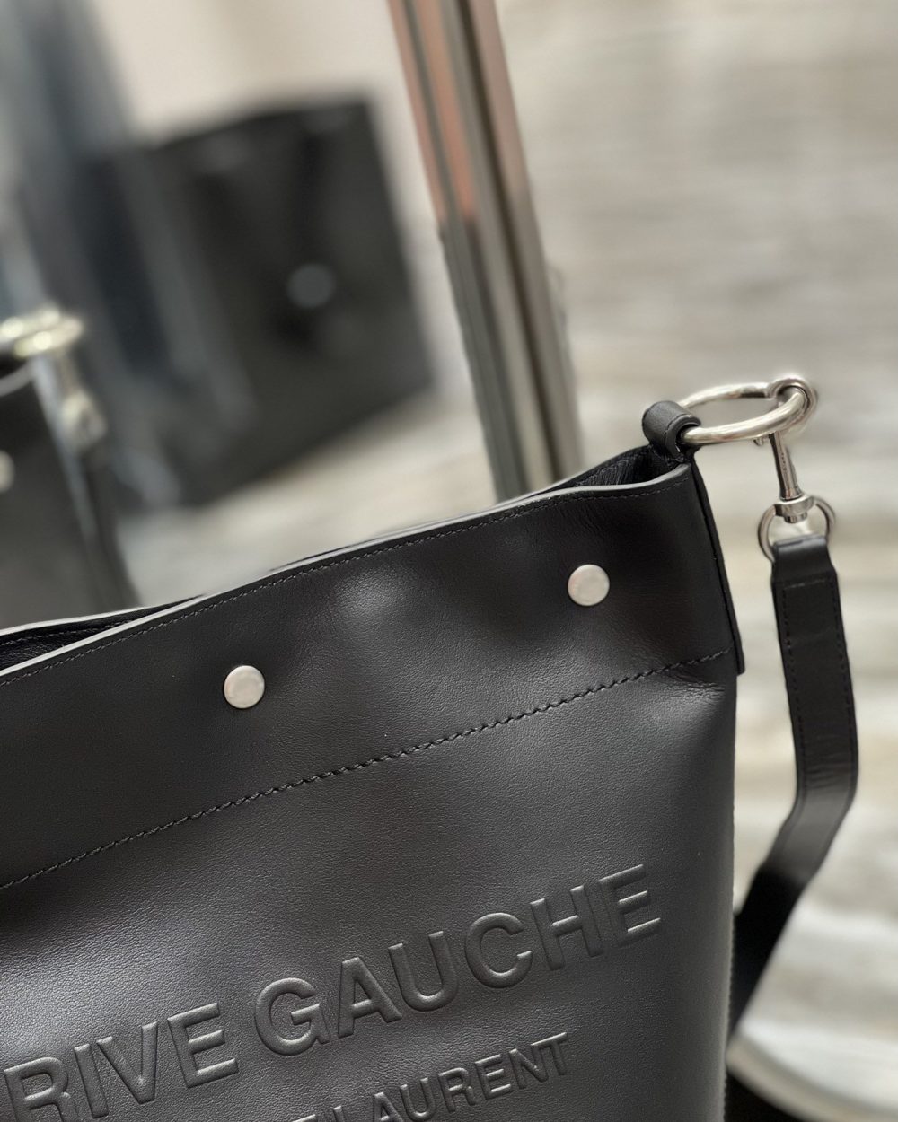 [REP 1:1] Saint Laurent Rive Gauche Bucket Bag Black For Women, Women's Bags 11.4in/29cm YSL