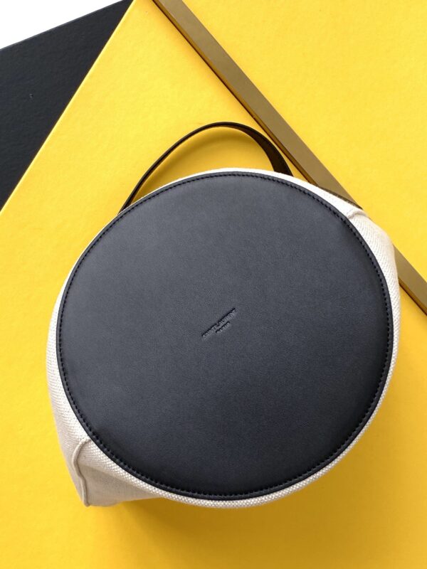 [REP 1:1] Saint Laurent Rive Gauche Bucket Bag In Linen With Black Strap For Women 11.4in/30cm YSL 669299FAAAZ9024
