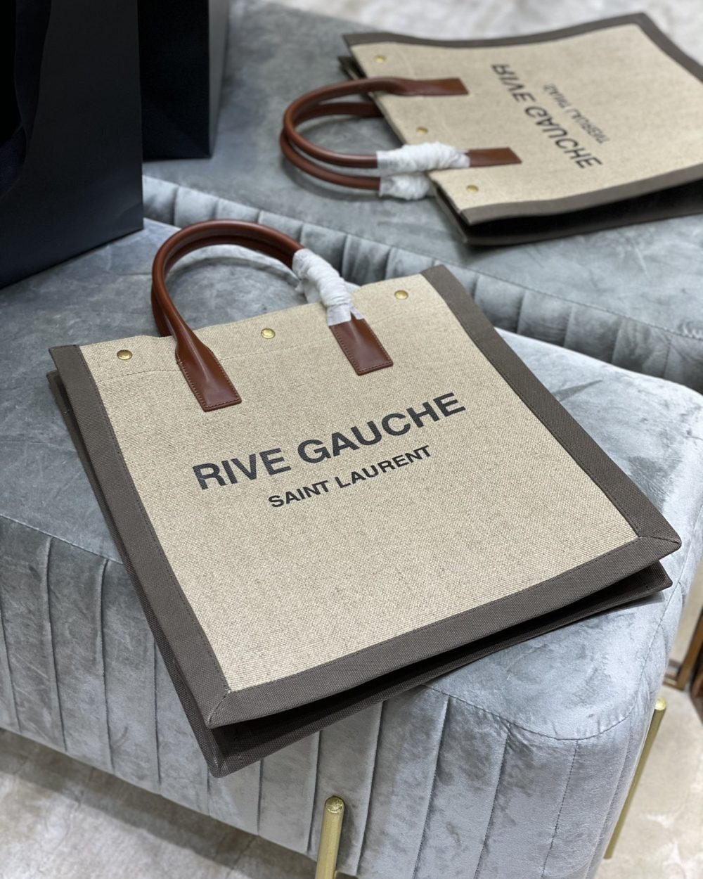 [REP 1:1] Saint Laurent Rive Gauche North/South Tote Bag In Printed Linen For Women 15.3in/39cm YSL 632539FAABR9083