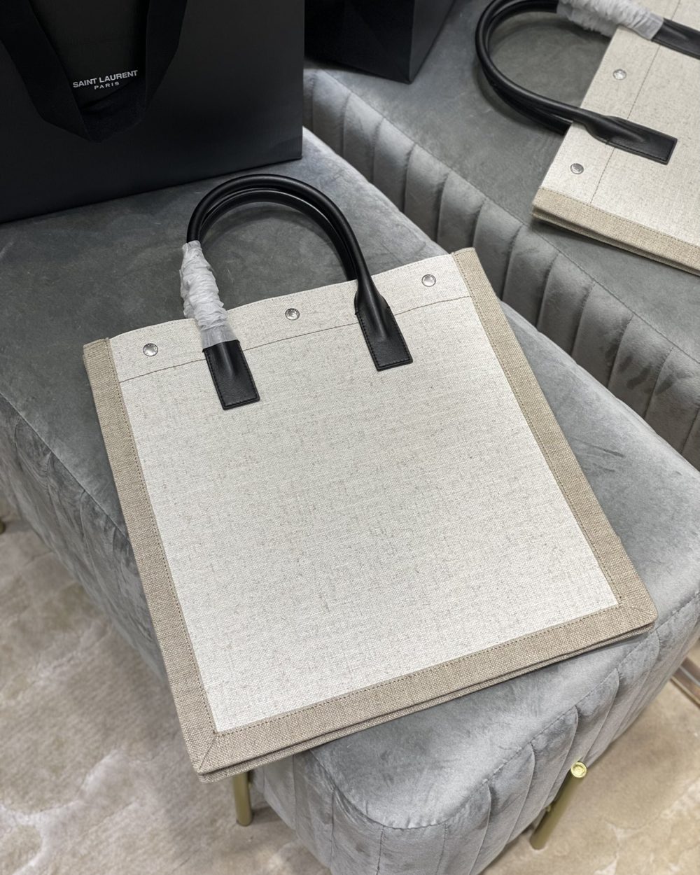 [REP 1:1] Saint Laurent Rive Gauche North/South Tote Bag In Printed Linen For Women 15.3in/39cm YSL 632539FAABR9083