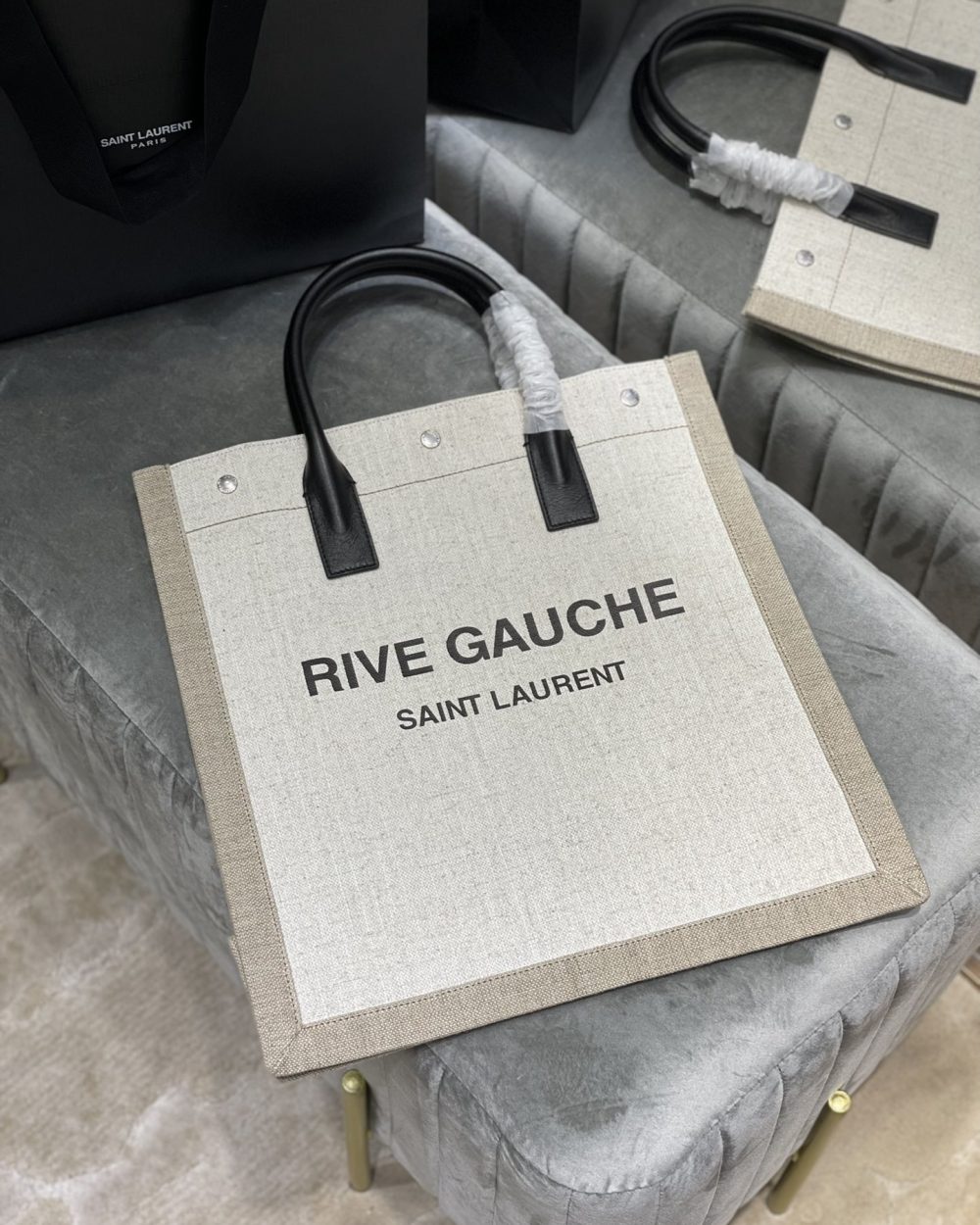 [REP 1:1] Saint Laurent Rive Gauche North/South Tote Bag In Printed Linen For Women 15.3in/39cm YSL 632539FAABR9083