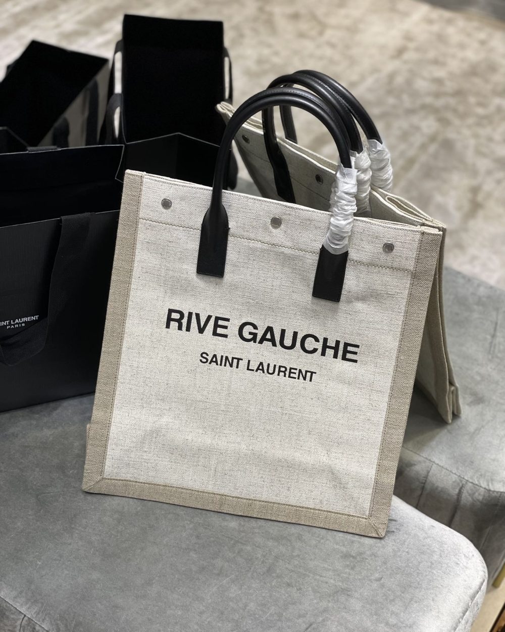 [REP 1:1] Saint Laurent Rive Gauche North/South Tote Bag In Printed Linen For Women 15.3in/39cm YSL 632539FAABR9083