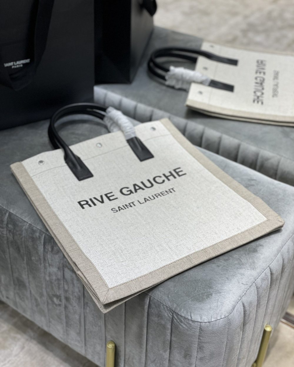 [REP 1:1] Saint Laurent Rive Gauche North/South Tote Bag In Printed Linen For Women 15.3in/39cm YSL 632539FAABR9083