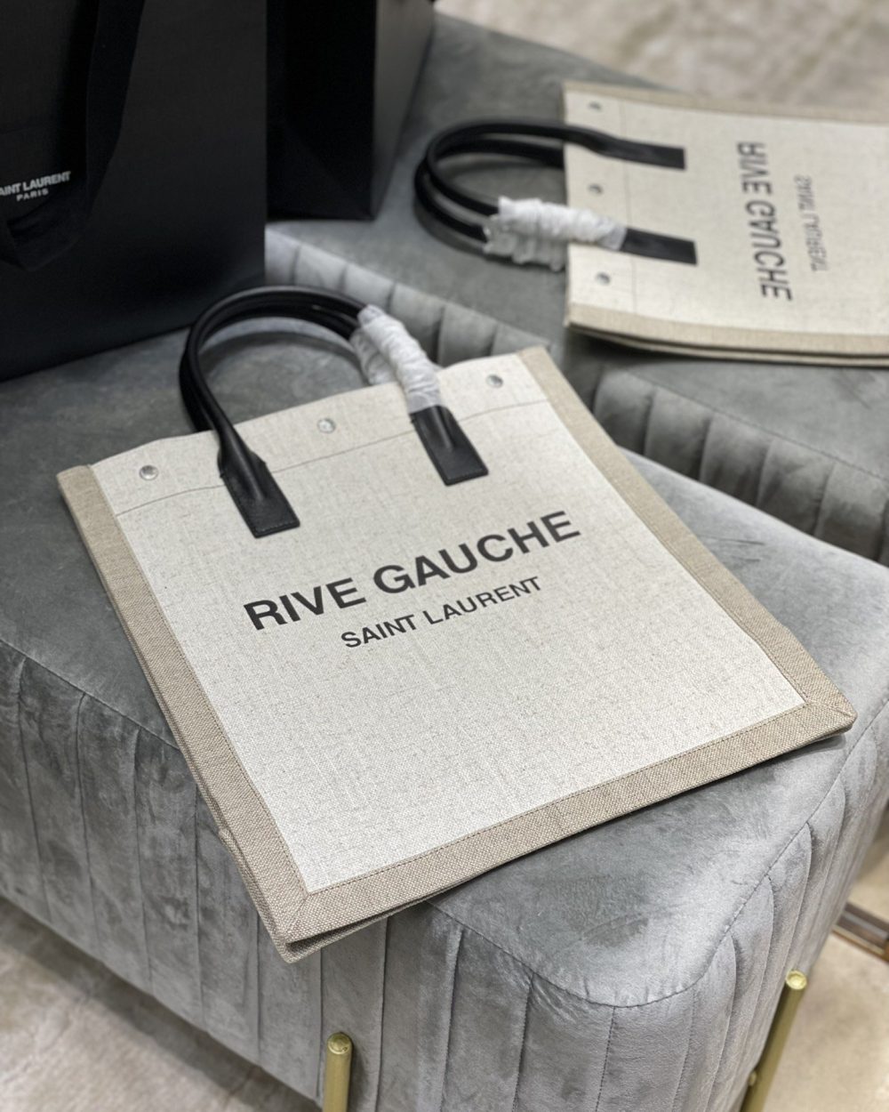 [REP 1:1] Saint Laurent Rive Gauche North/South Tote Bag In Printed Linen For Women 15.3in/39cm YSL 632539FAABR9083