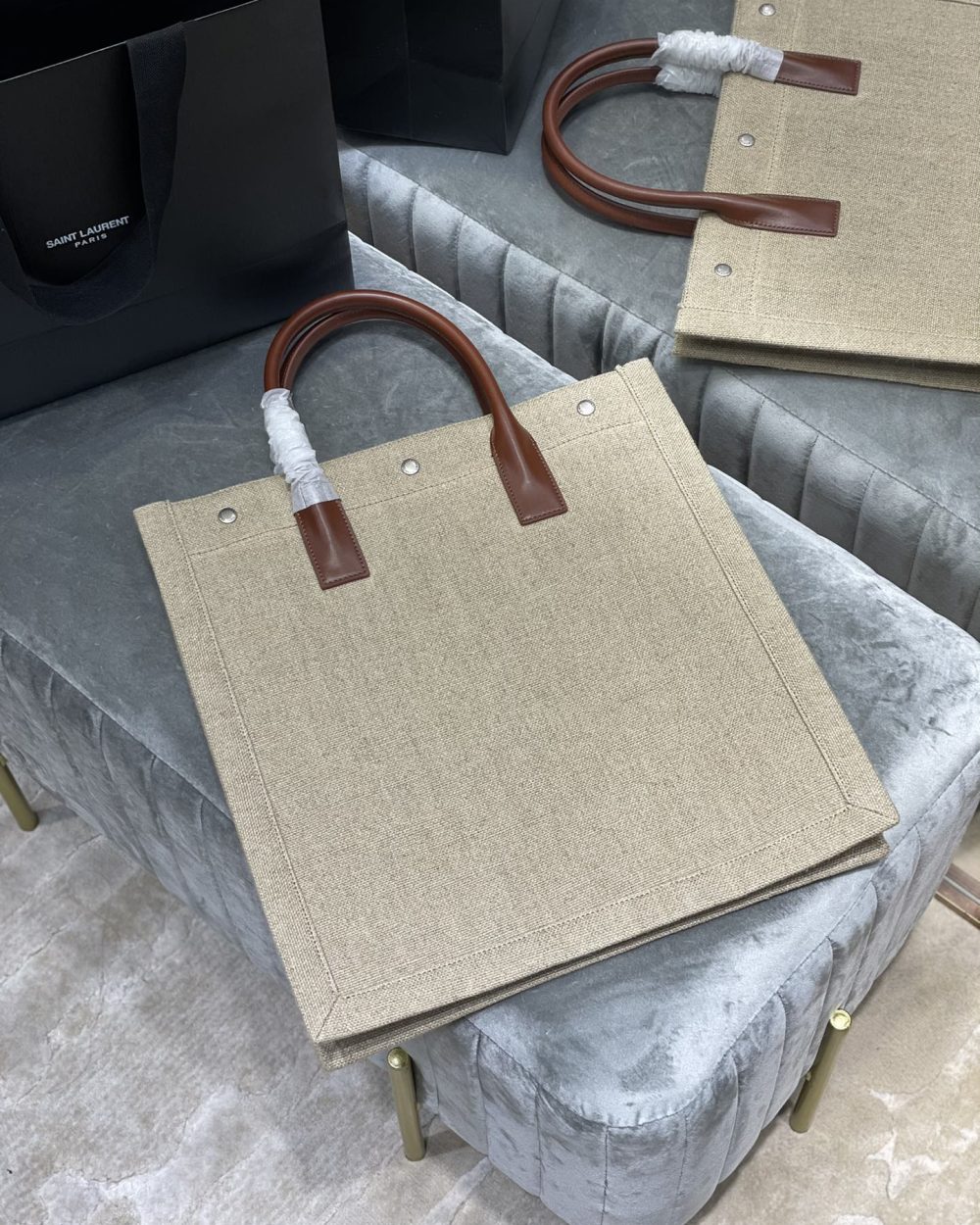 [REP 1:1] Saint Laurent Rive Gauche North/South Tote Bag In Printed Linen For Women 15.3in/39cm YSL