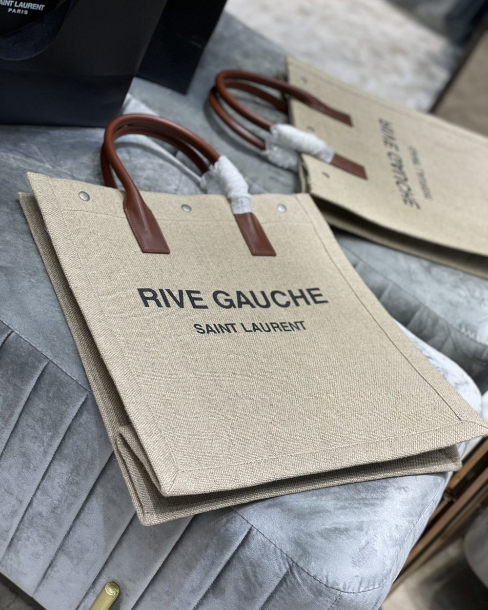 [REP 1:1] Saint Laurent Rive Gauche North/South Tote Bag In Printed Linen For Women 15.3in/39cm YSL