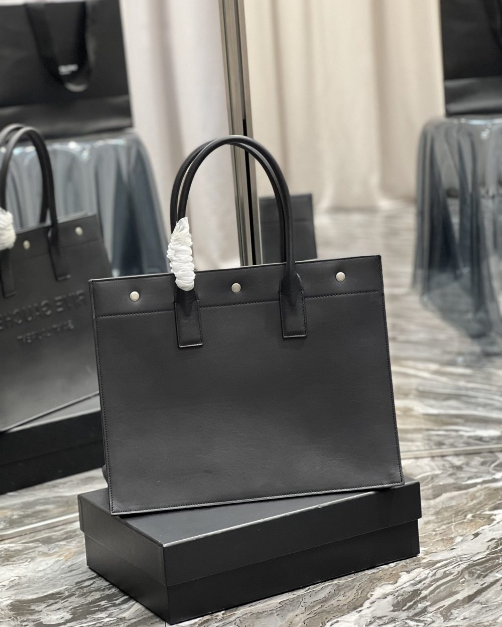 [REP 1:1] Saint Laurent Rive Gauche Small Tote Bag In Black Noir For Women 15.4in/39cm YSL 686266CWTFE1000