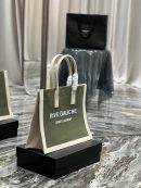 [REP 1:1] Saint Laurent Rive Gauche Small Tote Bag In Linen Military Green For Women 15.4in/39cm YSL 617481FAADI3281