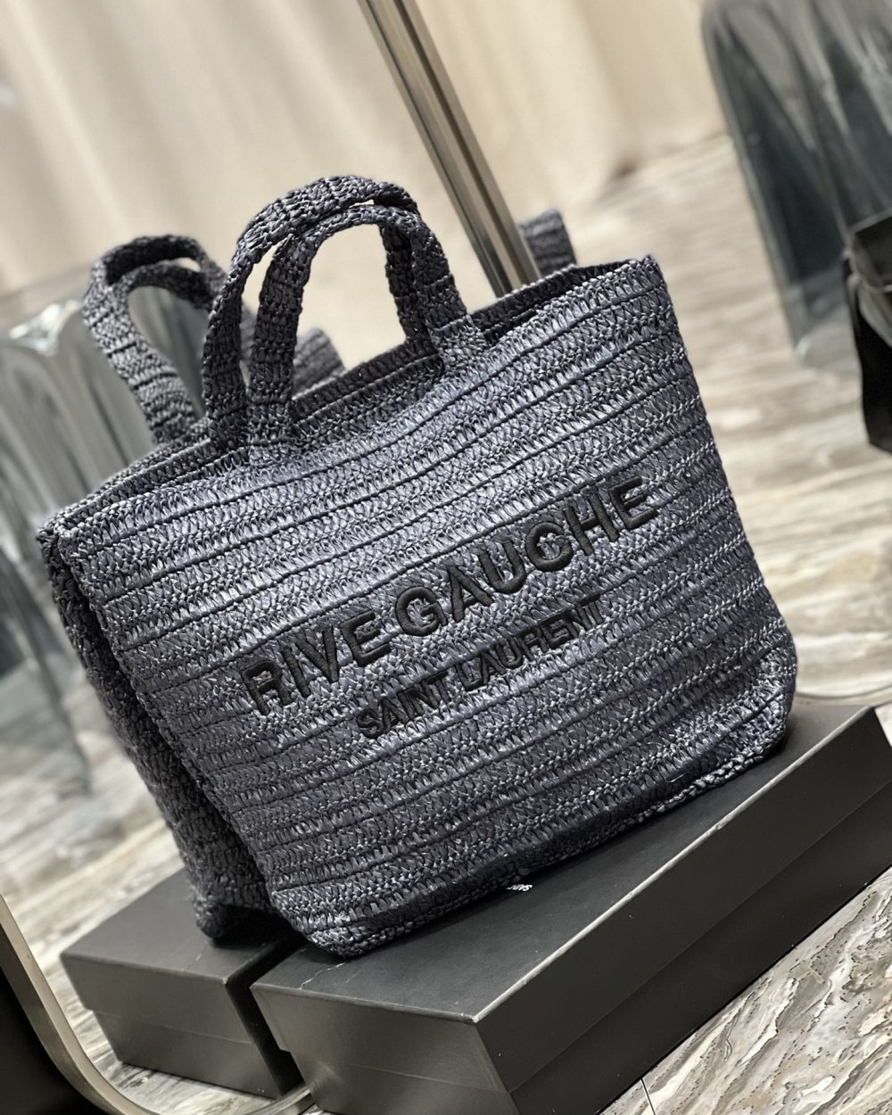 [REP 1:1] Saint Laurent Rive Gauche Supple Tote Bag Grey For Women, Women's Bags 15in/38cm YSL