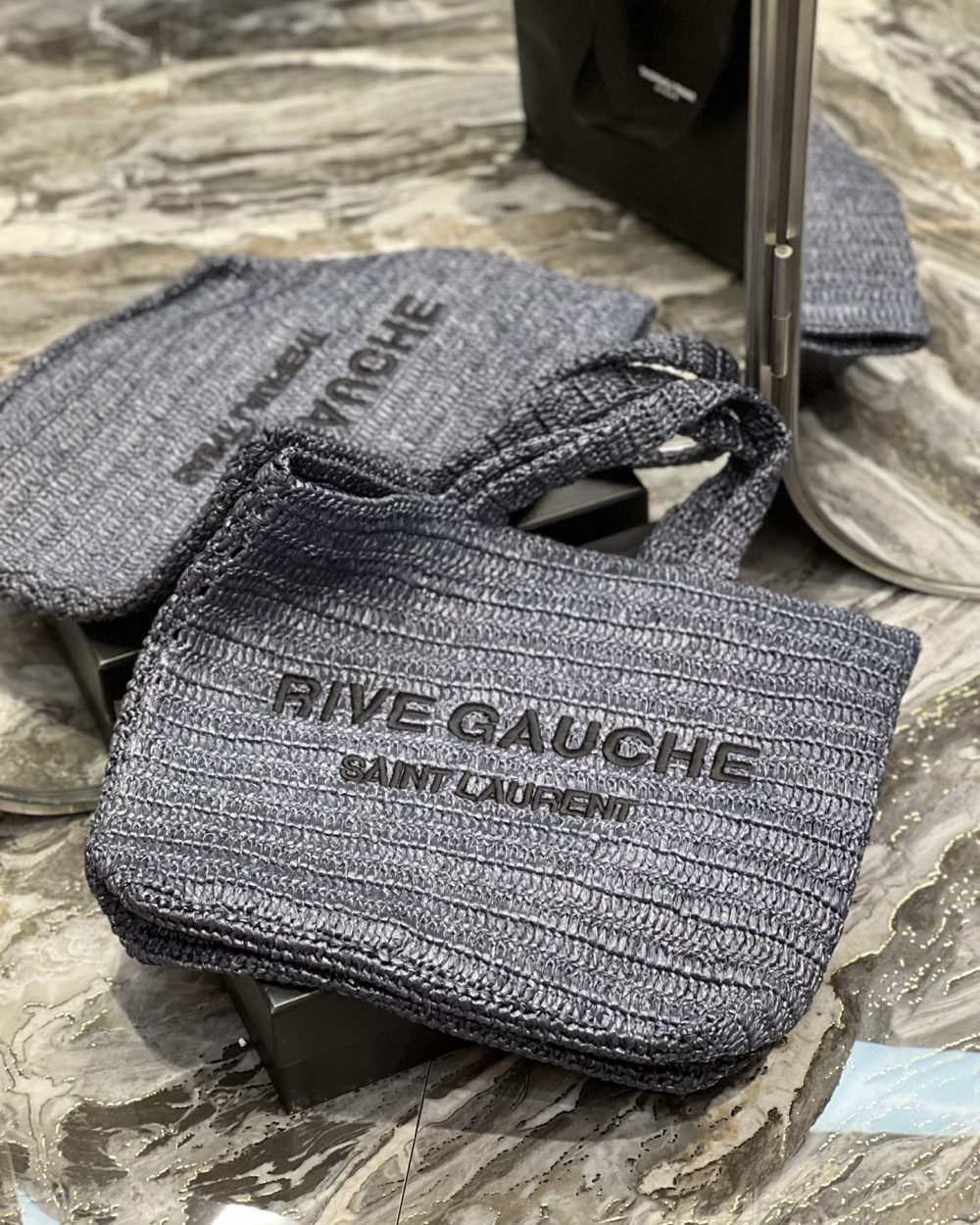 [REP 1:1] Saint Laurent Rive Gauche Supple Tote Bag Grey For Women, Women's Bags 15in/38cm YSL