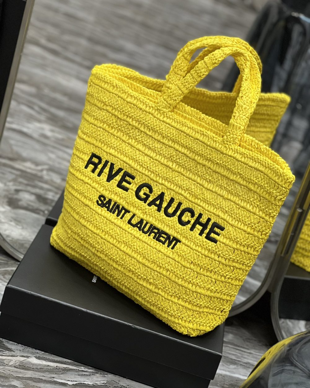 [REP 1:1] Saint Laurent Rive Gauche Supple Tote Bag Yellow For Women, Women's Bags 15in/38cm YSL