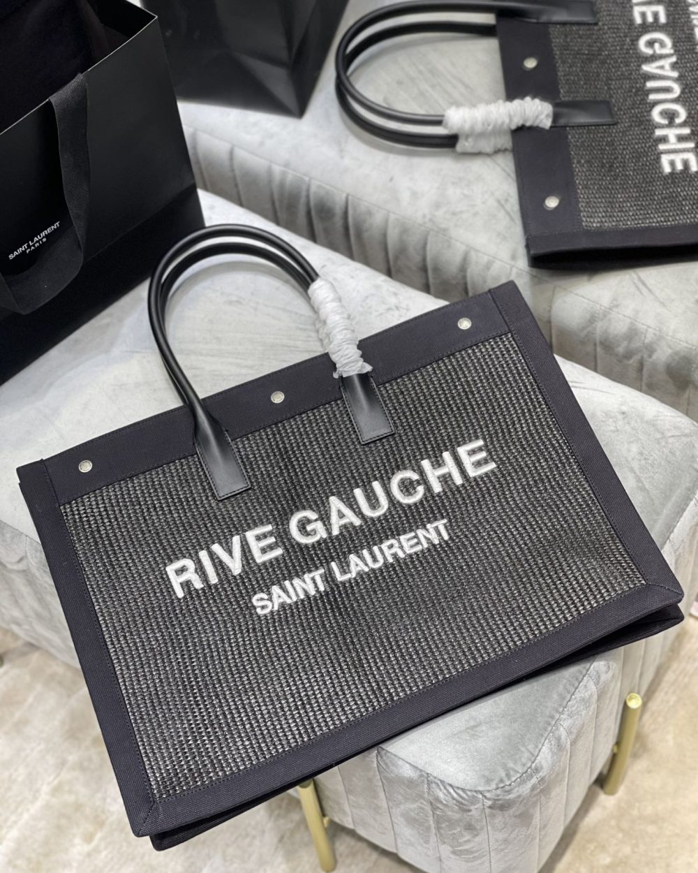 [REP 1:1] Saint Laurent Rive Gauche Tote Bag Grey For Women, Women's Bags 18.9in/48cm YSL