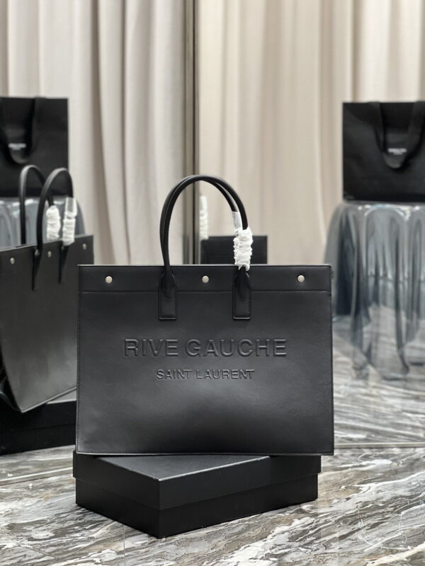 [REP 1:1] Saint Laurent Rive Gauche Tote Bag In Black For Women 18.9in/48cm YSL 587273CWTFE1000