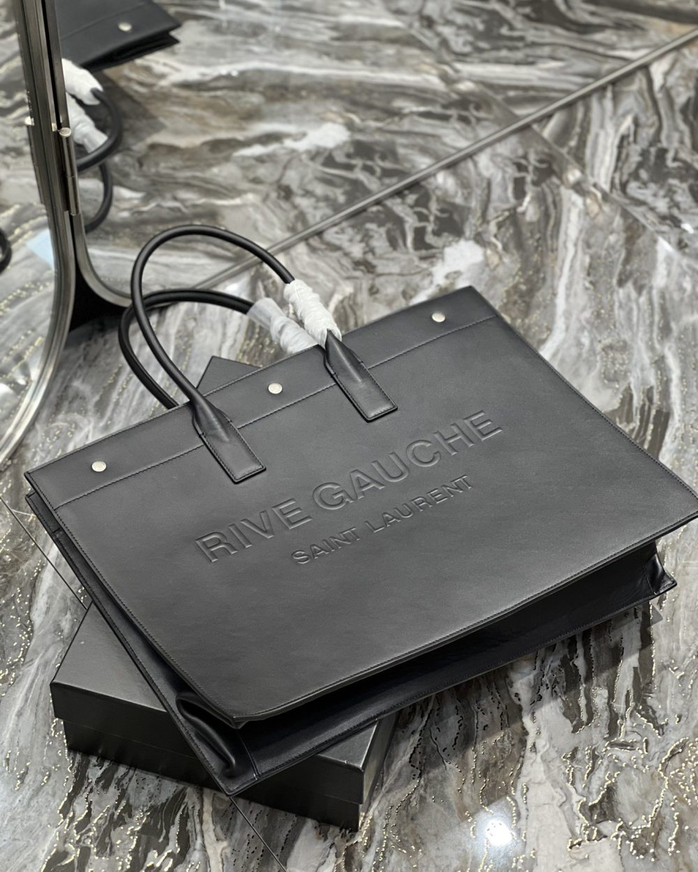 [REP 1:1] Saint Laurent Rive Gauche Tote Bag In Black For Women 18.9in/48cm YSL 587273CWTFE1000