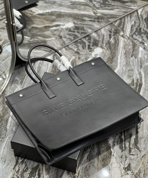 [REP 1:1] Saint Laurent Rive Gauche Tote Bag In Black For Women 18.9in/48cm YSL 587273CWTFE1000