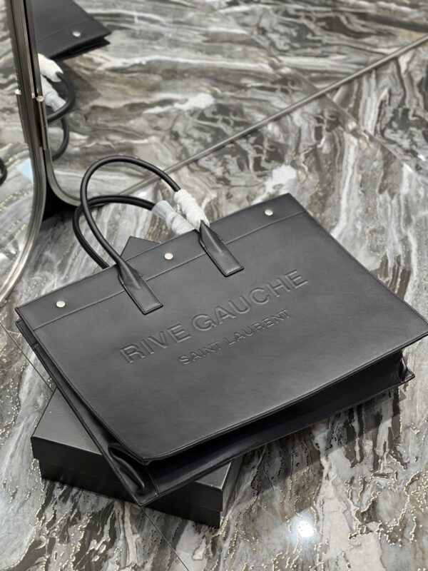 [REP 1:1] Saint Laurent Rive Gauche Tote Bag In Black For Women 18.9in/48cm YSL 587273CWTFE1000