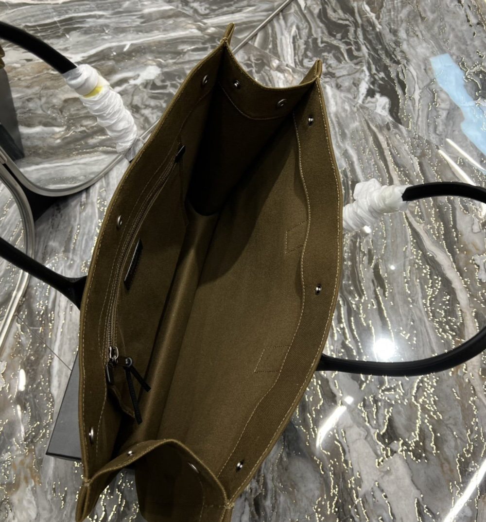 [REP 1:1] Saint Laurent Rive Gauche Tote Bag In Dark Kaki For Women 18.9in/48cm YSL 587273CWTFE2451