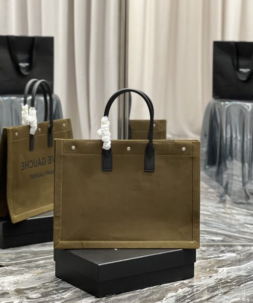 [REP 1:1] Saint Laurent Rive Gauche Tote Bag In Dark Kaki For Women 18.9in/48cm YSL 587273CWTFE2451