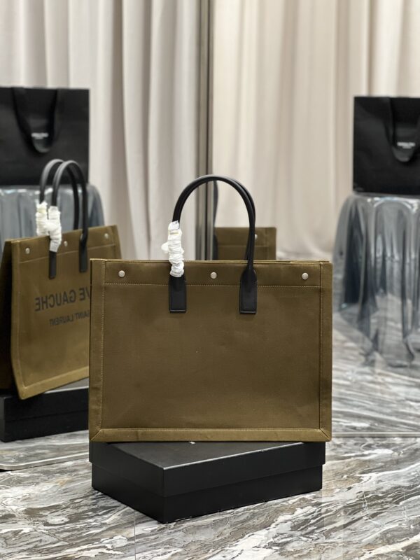 [REP 1:1] Saint Laurent Rive Gauche Tote Bag In Dark Kaki For Women 18.9in/48cm YSL 587273CWTFE2451