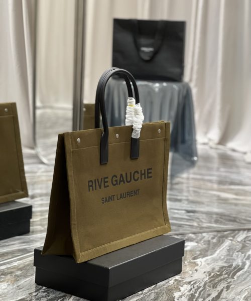 [REP 1:1] Saint Laurent Rive Gauche Tote Bag In Dark Kaki For Women 18.9in/48cm YSL 587273CWTFE2451