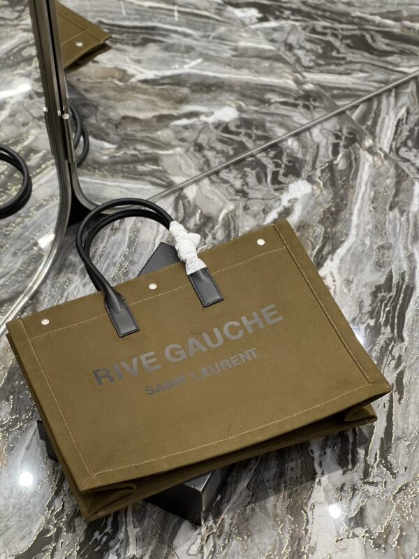 [REP 1:1] Saint Laurent Rive Gauche Tote Bag In Dark Kaki For Women 18.9in/48cm YSL 587273CWTFE2451