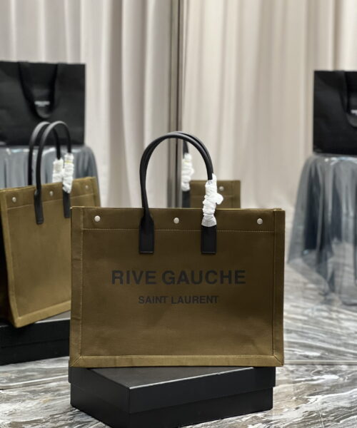 [REP 1:1] Saint Laurent Rive Gauche Tote Bag In Dark Kaki For Women 18.9in/48cm YSL 587273CWTFE2451