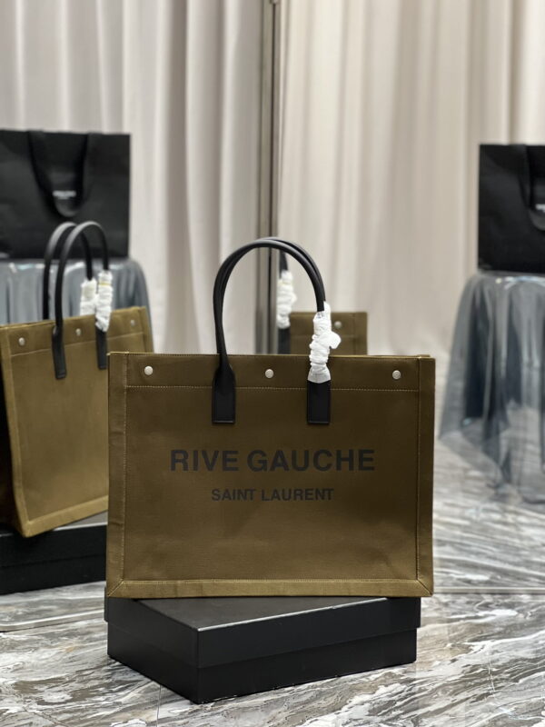 [REP 1:1] Saint Laurent Rive Gauche Tote Bag In Dark Kaki For Women 18.9in/48cm YSL 587273CWTFE2451