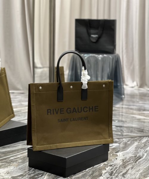[REP 1:1] Saint Laurent Rive Gauche Tote Bag In Dark Kaki For Women 18.9in/48cm YSL 587273CWTFE2451