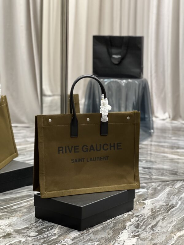 [REP 1:1] Saint Laurent Rive Gauche Tote Bag In Dark Kaki For Women 18.9in/48cm YSL 587273CWTFE2451