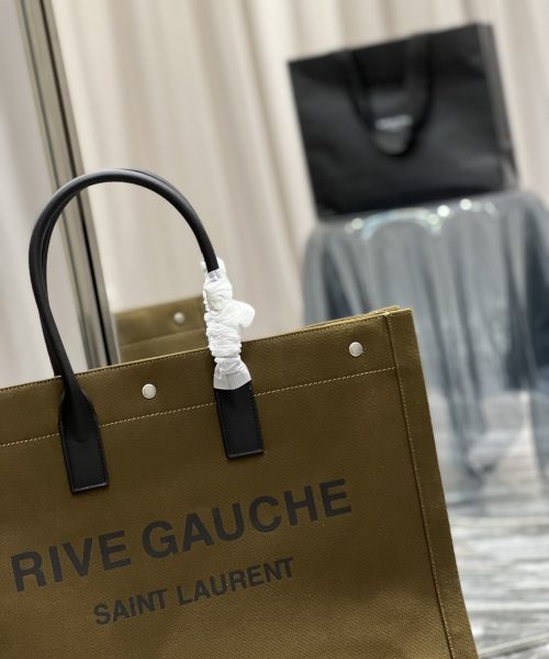 [REP 1:1] Saint Laurent Rive Gauche Tote Bag In Dark Kaki For Women 18.9in/48cm YSL 587273CWTFE2451