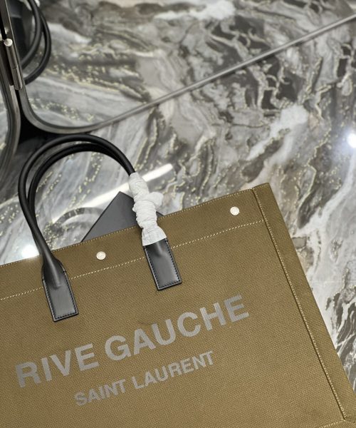 [REP 1:1] Saint Laurent Rive Gauche Tote Bag In Dark Kaki For Women 18.9in/48cm YSL 587273CWTFE2451