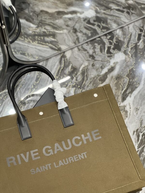 [REP 1:1] Saint Laurent Rive Gauche Tote Bag In Dark Kaki For Women 18.9in/48cm YSL 587273CWTFE2451