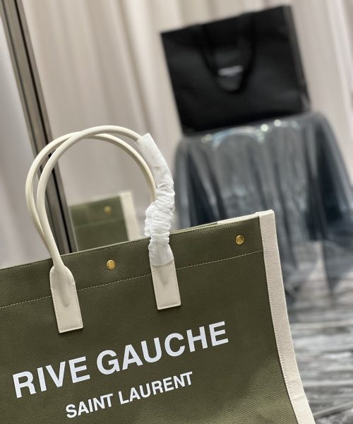 [REP 1:1] Saint Laurent Rive Gauche Tote Bag In Military Green For Women 18.9in/48cm YSL