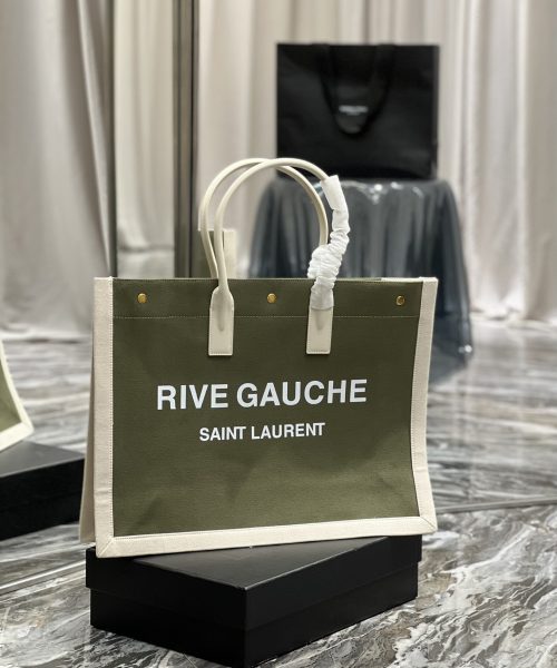 [REP 1:1] Saint Laurent Rive Gauche Tote Bag In Military Green For Women 18.9in/48cm YSL
