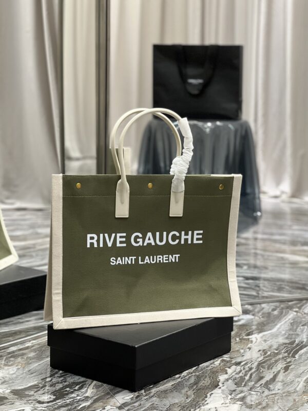 [REP 1:1] Saint Laurent Rive Gauche Tote Bag In Military Green For Women 18.9in/48cm YSL