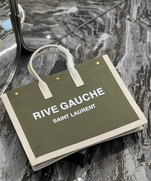 [REP 1:1] Saint Laurent Rive Gauche Tote Bag In Military Green For Women 18.9in/48cm YSL