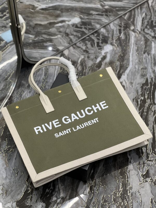 [REP 1:1] Saint Laurent Rive Gauche Tote Bag In Military Green For Women 18.9in/48cm YSL