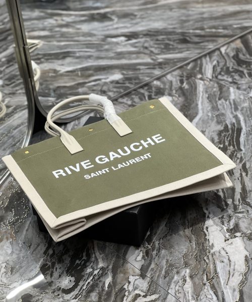 [REP 1:1] Saint Laurent Rive Gauche Tote Bag In Military Green For Women 18.9in/48cm YSL