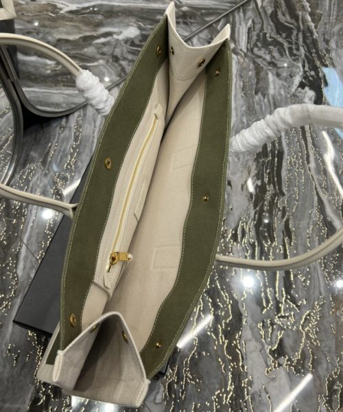 [REP 1:1] Saint Laurent Rive Gauche Tote Bag In Military Green For Women 18.9in/48cm YSL