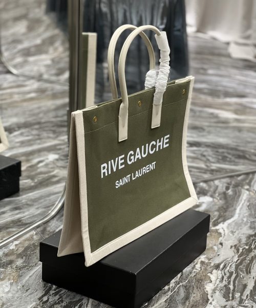 [REP 1:1] Saint Laurent Rive Gauche Tote Bag In Military Green For Women 18.9in/48cm YSL
