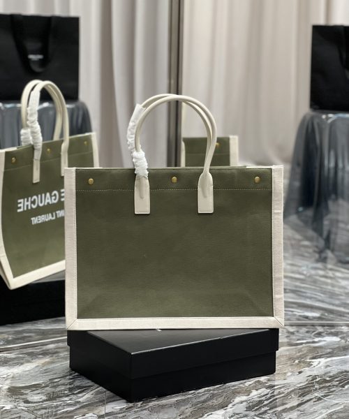 [REP 1:1] Saint Laurent Rive Gauche Tote Bag In Military Green For Women 18.9in/48cm YSL