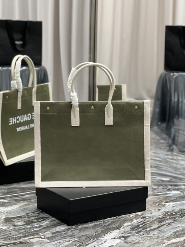 [REP 1:1] Saint Laurent Rive Gauche Tote Bag In Military Green For Women 18.9in/48cm YSL
