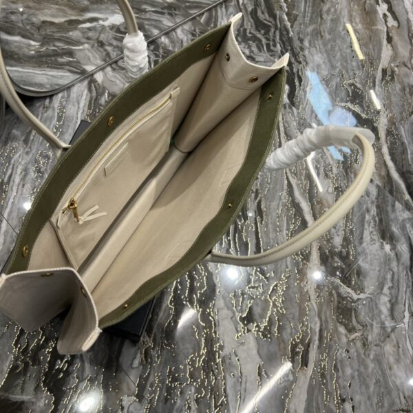 [REP 1:1] Saint Laurent Rive Gauche Tote Bag In Military Green For Women 18.9in/48cm YSL