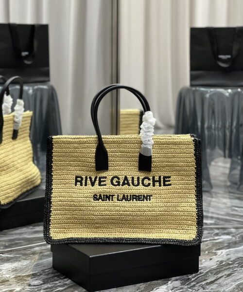 [REP 1:1] Saint Laurent Rive Gauche Tote Bag In Raffia For Women 18.9in/48cm YSL 685742GAAAG2099