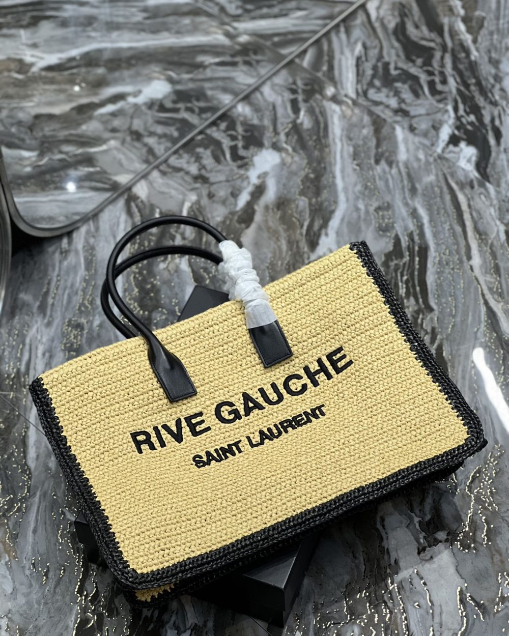 [REP 1:1] Saint Laurent Rive Gauche Tote Bag In Raffia For Women 18.9in/48cm YSL 685742GAAAG2099