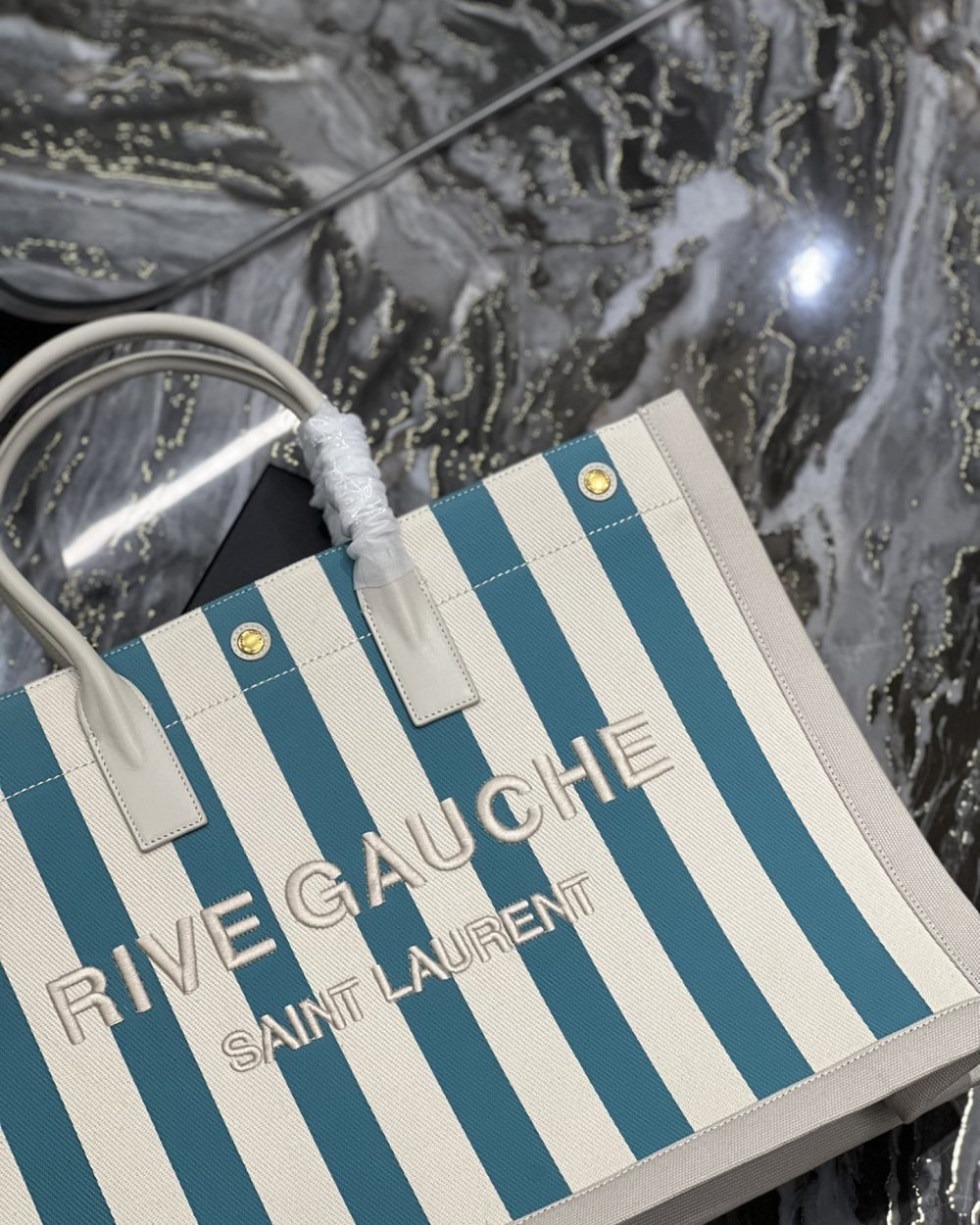 [REP 1:1] Saint Laurent Rive Gauche Tote Bag In Water Green For Women 18.9in/48cm YSL 499290FAAD51680