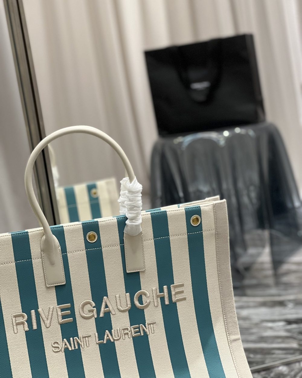 [REP 1:1] Saint Laurent Rive Gauche Tote Bag In Water Green For Women 18.9in/48cm YSL 499290FAAD51680