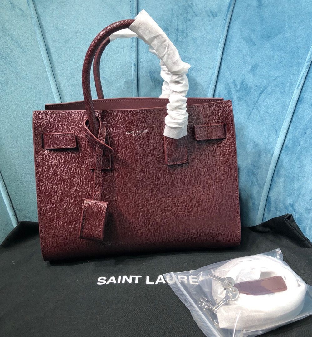 [REP 1:1] Saint Laurent Sac De Jour Baby In Shiny Burgundy For Women 10.2in/26cm YSL